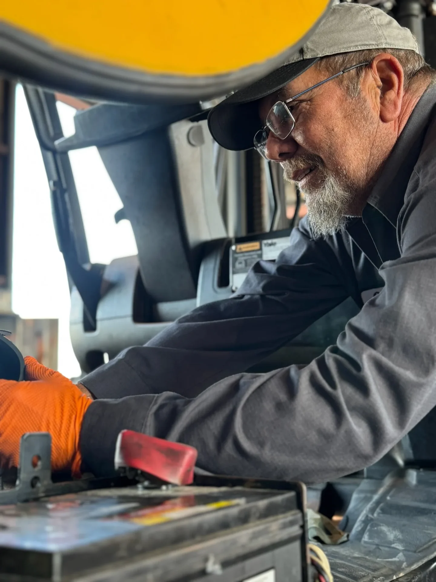 Bolton Equipment technician servicing a Yale forklift in Thibodaux, Louisiana